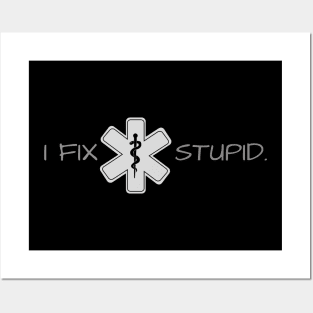I fix stupid design with star of life and caduceus for Paramedics Posters and Art